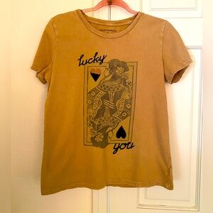 Distressed Lucky Brand shirt in yellow size M